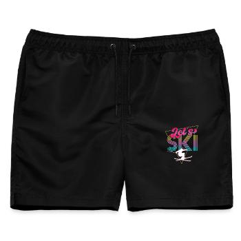 Let's Ski Neon Retro Skier - Männer Badeshorts - Schwarz - Vorne - AI Model Male 178 light (178cm)