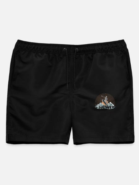 Skelett-Snowboarder über Berglandschaft - Männer Badeshorts - Schwarz