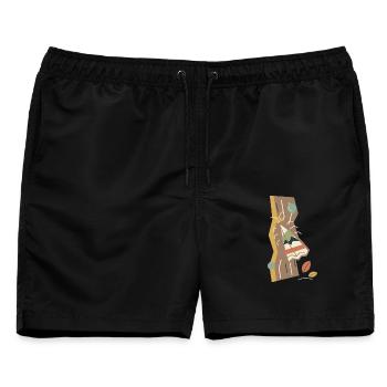Tarnte Motte auf Baumrinde - Männer Badeshorts - Schwarz - Vorne - AI Model Male 178 light (178cm)