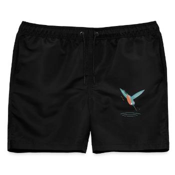 Tauchender Eisvogel über River Ripples - Männer Badeshorts - Schwarz - Vorne - AI Model Male 178 light (178cm)