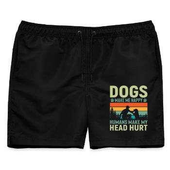 Hunde & Menschen: Glück & Humor - Männer Badeshorts - Schwarz - Vorne - AI Model Male 178 light (178cm)