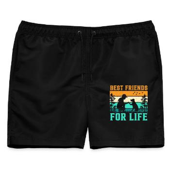Beste Freunde Fürs Leben Hund - Männer Badeshorts - Schwarz - Vorne - AI Model Male 178 light (178cm)