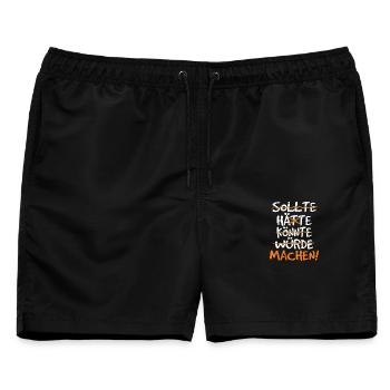 Sollte Hätte Könnte Würde Machen - Männer Badeshorts - Schwarz - Vorne - AI Model Male 178 light (178cm)