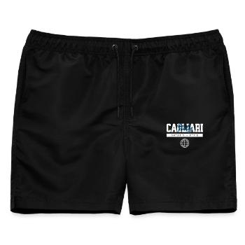 Cagliari Italien Koordinaten Reise Souvenir - Männer Badeshorts - Schwarz - Vorne - AI Model Male 178 light (178cm)