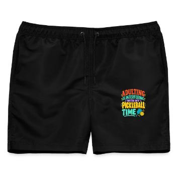 Adulting Stört die Pickleball-Zeit - Männer Badeshorts - Schwarz - Vorne - AI Model Male 178 light (178cm)
