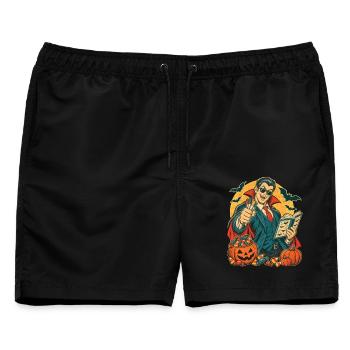 Halloween-Geist-Lehrer mit Whiteboard-Marker - Männer Badeshorts - Schwarz - Vorne - AI Model Male 178 light (178cm)