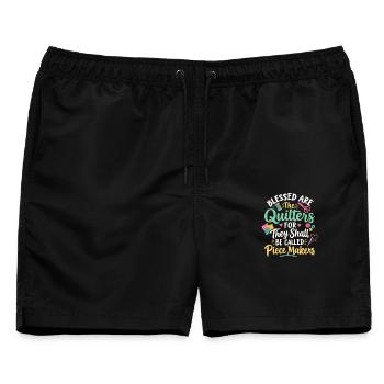 Gesegnet sind die Qulters Nähinspiration - Männer Badeshorts - Schwarz - Vorne - AI Model Male 178 light (178cm)