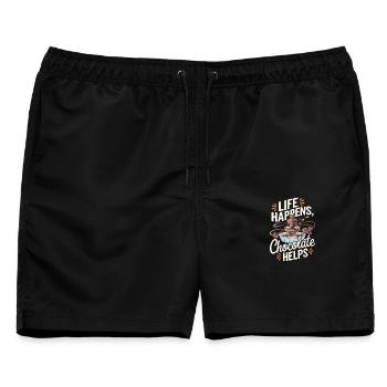  Das Leben Passiert, Schokolade Hilft - Perfekte - Männer Badeshorts - Schwarz - Vorne - AI Model Male 178 light (178cm)