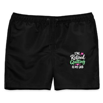 Im Ruhestand und Quilten mit Herz - Männer Badeshorts - Schwarz - Vorne - AI Model Male 178 light (178cm)