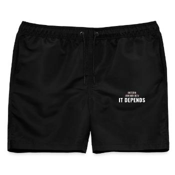 Praktikum als Junior Dev – das kommt darauf an. - Männer Badeshorts - Schwarz - Vorne - AI Model Male 178 light (178cm)