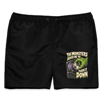 Psychobilly The Monsters Asked Me To Turn It Down - Männer Badeshorts - Schwarz - Vorne - AI Model Male 178 light (178cm)