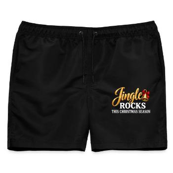 Jingle Rocks Weihnachten Glöckchen lustig - Männer Badeshorts - Schwarz - Vorne - AI Model Male 178 light (178cm)