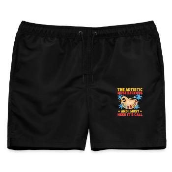 Cool Artist Muse Beckons Heed It´s Call Painter - Männer Badeshorts - Schwarz - Vorne - AI Model Male 178 light (178cm)