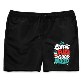 Kaffee – Coffee Fuel Good Mood - Männer Badeshorts - Schwarz - Vorne - AI Model Male 178 light (178cm)