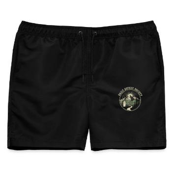 Bergpfad im Morgenlicht - Männer Badeshorts - Schwarz - Vorne - AI Model Male 178 light (178cm)
