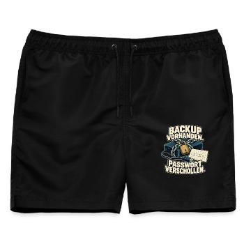 Backup Vorhanden Passwort Verschollen - Männer Badeshorts - Schwarz - Vorne - AI Model Male 178 light (178cm)
