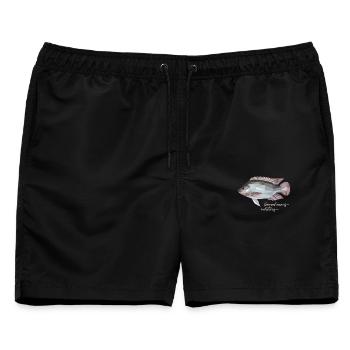  Oreochromis niloticus  - Männer Badeshorts - Schwarz - Vorne - AI Model Male 178 light (178cm)