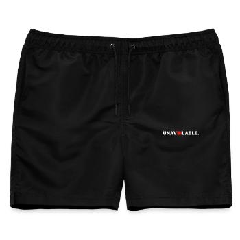 Minimalist Unavailable Censor Design - Männer Badeshorts - Schwarz - Vorne - AI Model Male 178 light (178cm)