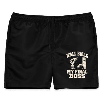 Wall Balls Hybrid Fitness Rennen Fitnessstudio Humor Männer - Männer Badeshorts - Schwarz - Vorne - AI Model Male 178 light (178cm)