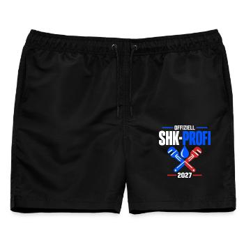 Offiziell SHK-Profi – Gesellenabschluss 2027 - Männer Badeshorts - Schwarz - Vorne - AI Model Male 178 light (178cm)