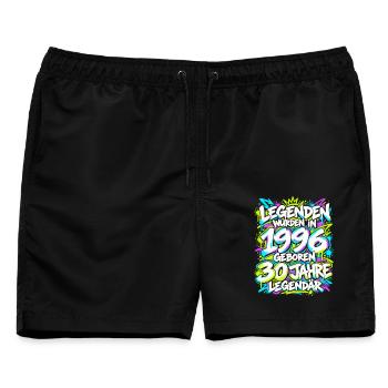 1996 Legenden 30. Geburtstag 90er Graffiti - Männer Badeshorts - Schwarz - Vorne - AI Model Male 178 light (178cm)