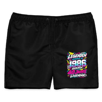 1986 Legenden 40. Geburtstag 80er Neon - Männer Badeshorts - Schwarz - Vorne - AI Model Male 178 light (178cm)
