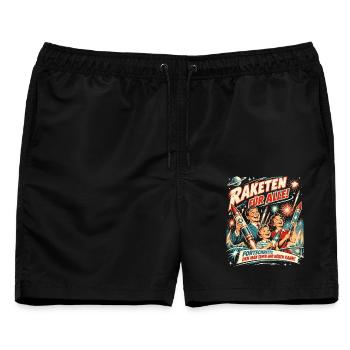 Raketen für alle – Feuerwerk - Männer Badeshorts - Schwarz - Vorne - AI Model Male 178 light (178cm)