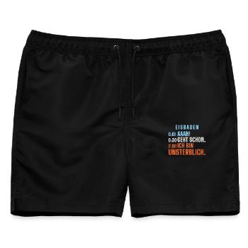 Eisbaden: Aaah! Geht schon. Ich bin unsterblich. - Männer Badeshorts - Schwarz - Vorne - AI Model Male 178 light (178cm)