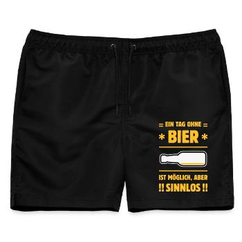 Ein Tag Ohne Bier Ist Möglich, Aber Sinnlos! NEG3C - Männer Badeshorts - Schwarz - Vorne - AI Model Male 178 light (178cm)