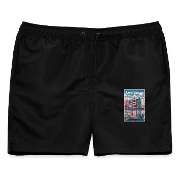 Amsterdamer Kanalporträt - Männer Badeshorts - Schwarz - Vorne - AI Model Male 178 light (178cm)