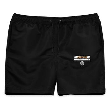 Amsterdam Niederlande Koordinaten Reise Souvenir - Männer Badeshorts - Schwarz - Vorne - AI Model Male 178 light (178cm)