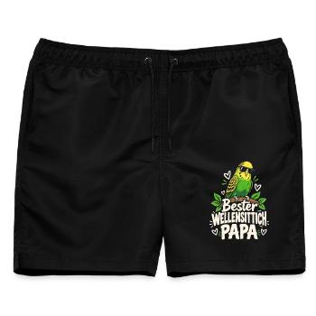 Bester Wellensittich Papa Vogelliebhaber - Männer Badeshorts - Schwarz - Vorne - AI Model Male 178 light (178cm)