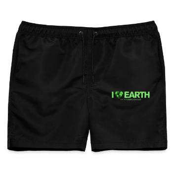 I Love Earth It's Complicated Umwelt Spruch - Männer Badeshorts - Schwarz - Vorne - AI Model Male 178 light (178cm)
