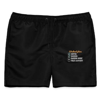 Wochenendpläne Kaffeegarten Mehr - Männer Badeshorts - Schwarz - Vorne - AI Model Male 178 light (178cm)