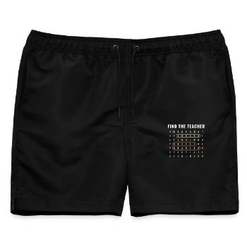 Find The Teacher Wortsuche - Männer Badeshorts - Schwarz - Vorne - AI Model Male 178 light (178cm)