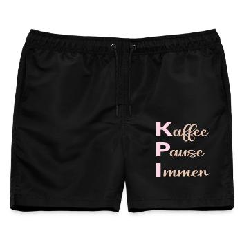 Büro Kaffee Sprüche - Männer Badeshorts - Schwarz - Vorne - AI Model Male 178 light (178cm)