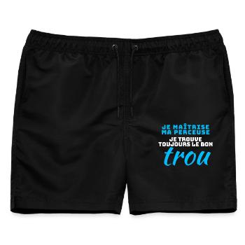 Drill Humor DIY Frech - Männer Badeshorts - Schwarz - Vorne - AI Model Male 178 light (178cm)