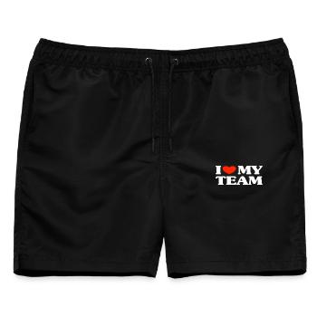 Team Teamwork Spruch - Männer Badeshorts - Schwarz - Vorne - AI Model Male 178 light (178cm)