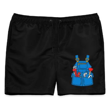 Klempner Werkzeugschürze - Männer Badeshorts - Schwarz - Vorne - AI Model Male 178 light (178cm)