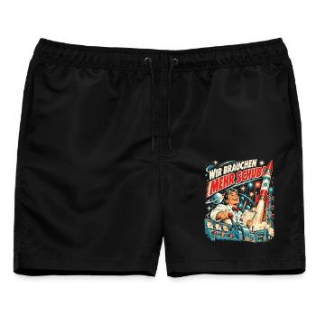 Wir brauchen mehr Schub – Feuerwerk - Männer Badeshorts - Schwarz - Vorne - AI Model Male 178 light (178cm)