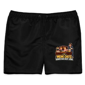Kleine Chefs ohne Lesekenntnisse - Männer Badeshorts - Schwarz - Vorne - AI Model Male 178 light (178cm)