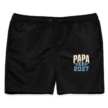 Papa 2027 Vorfreude Auf Das Erste Baby - Männer Badeshorts - Schwarz - Vorne - AI Model Male 178 light (178cm)