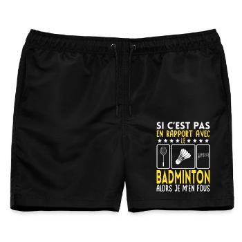 Wenn es nicht mit Badminton zu tun hat, ist mir das egal - Männer Badeshorts - Schwarz - Vorne - AI Model Male 178 light (178cm)