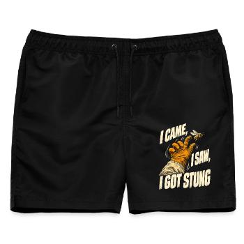 Bienen Imker I Came I Saw I Got Stung - Männer Badeshorts - Schwarz - Vorne - AI Model Male 178 light (178cm)