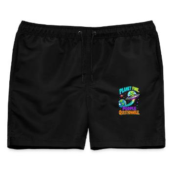  Planet Fine People Questionable Alien UFO Erde - Männer Badeshorts - Schwarz - Vorne - AI Model Male 178 light (178cm)