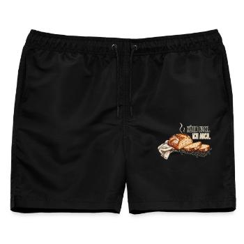 Kühlt noch. Ich auch. – Sauerteigbrot - Männer Badeshorts - Schwarz - Vorne - AI Model Male 178 light (178cm)