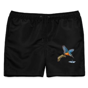 Eisvogel im Sturzflug – Naturillustration - Männer Badeshorts - Schwarz - Vorne - AI Model Male 178 light (178cm)