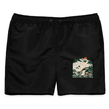 Wegen der Dose hier – GPS-Schatzsuche - Männer Badeshorts - Schwarz - Vorne - AI Model Male 178 light (178cm)
