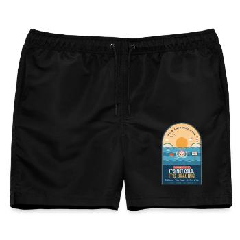Wilder Schwimmclub Es ist nicht kalt Es ist erfrischend - Männer Badeshorts - Schwarz - Vorne - AI Model Male 178 light (178cm)