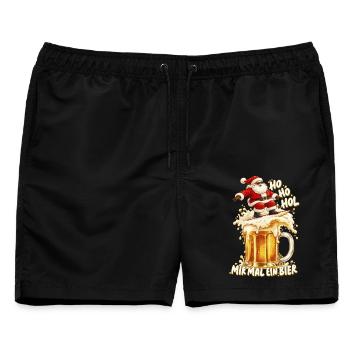Ho Ho Hol mir mal ein Bier Surfender Weihnachtsman - Männer Badeshorts - Schwarz - Vorne - AI Model Male 178 light (178cm)